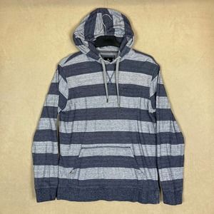 RIP CURL Long Sleeve Hoodie Sweatshirt Mens M Blue Striped‎ Pouch Pocket Relaxed